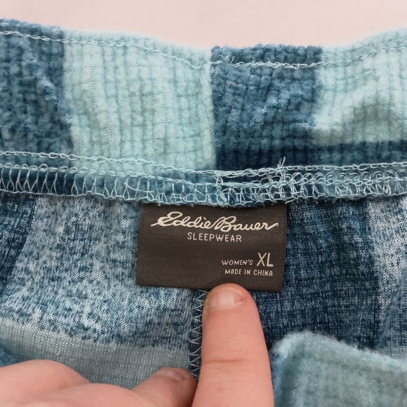 EDDIE BAUER Country Blue Plaid Preppy Clueless Cozy Soft Sleep Shorts (#695) - Picture 2 of 6